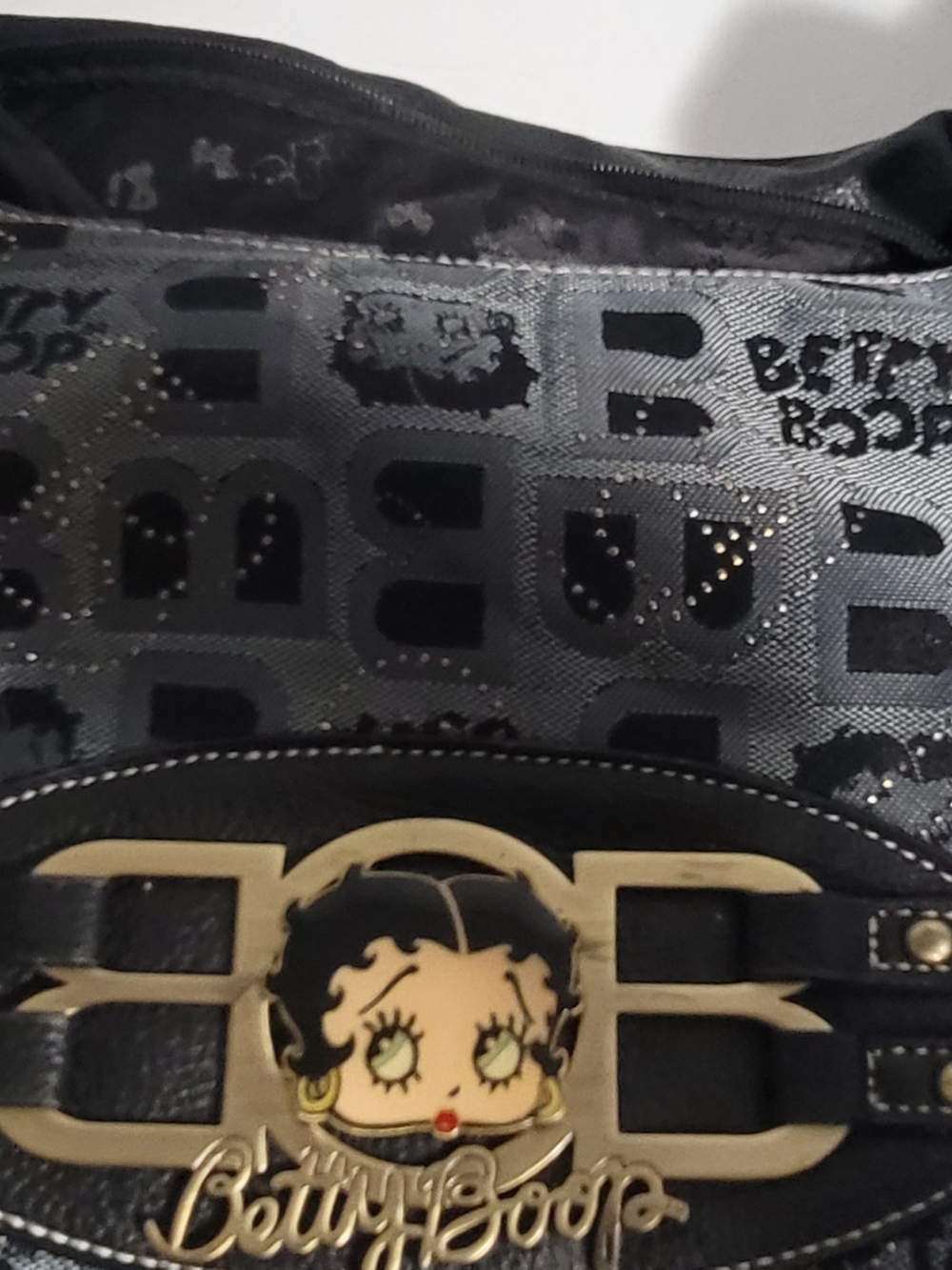 Betty Boop Black Logo Shoulder Bag